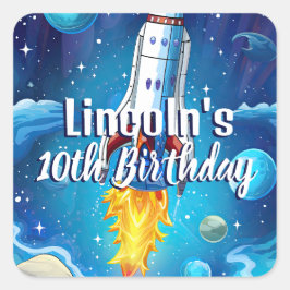 Pegatina Cuadrada Astronauta Galaxy Astronauta Transbordador Espacia