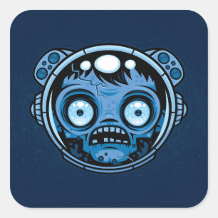 Pegatina Cuadrada Astronauta zombiana