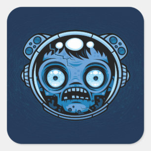 Pegatina Cuadrada Astronauta Zombie