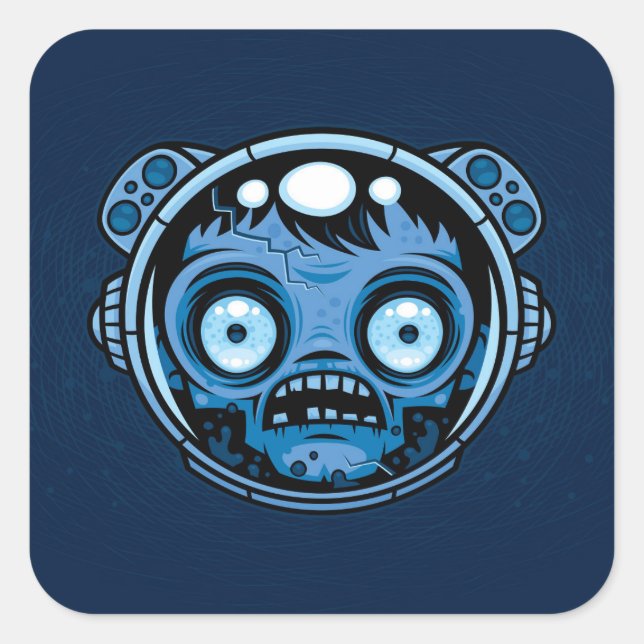 Pegatina Cuadrada Astronauta Zombie (Anverso)