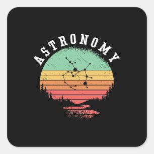 Pegatina Cuadrada Astronomía Amantes del Espacio Retro Estrellas Pla