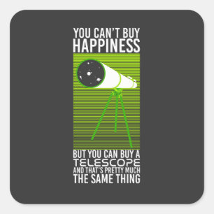 Pegatina Cuadrada Astronomía - No se puede comprar la felicidad