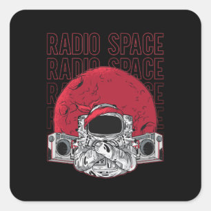 Pegatina Cuadrada Astronomía Radio Space Stars Music Lover Universe