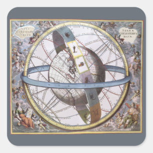 Pegatina Cuadrada Astronomía Vintage, Celeste por Andreas Cellarius