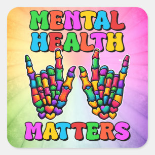 Pegatina Cuadrada Asuntos de salud mental