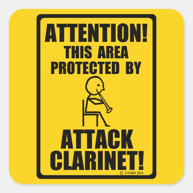 Pegatina Cuadrada Atacar a Clarinet (Anverso)