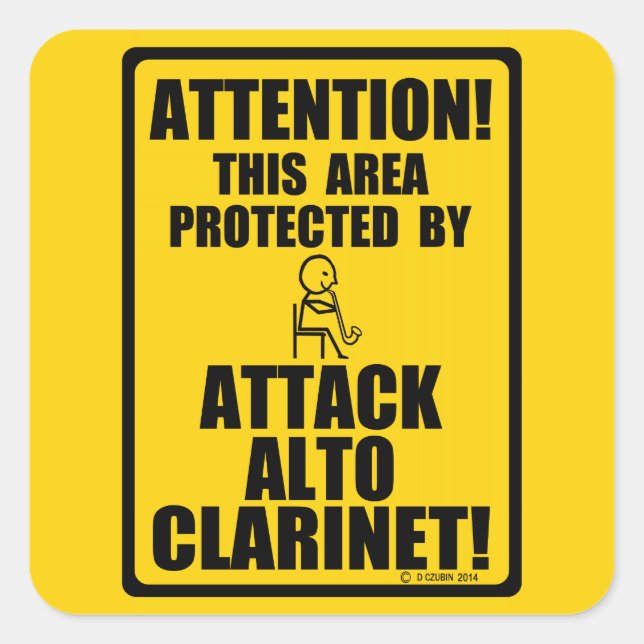 Pegatina Cuadrada Atacar Alto Clarinet (Anverso)