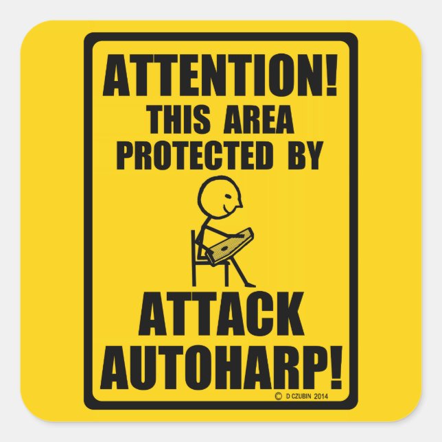Pegatina Cuadrada Atacar Autoharp (Anverso)
