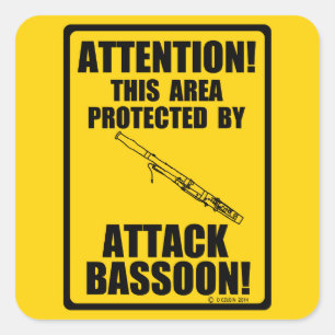 Pegatina Cuadrada Atacar Bassoon