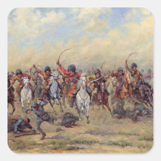 Pegatina Cuadrada Ataque de la 'División de Ahorro' (Anverso)