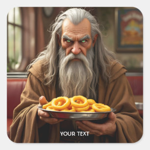 Pegatina Cuadrada Ataques de cebolla del asistente de la fantasía