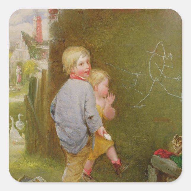 Pegatina Cuadrada Ataques de genio (Anverso)