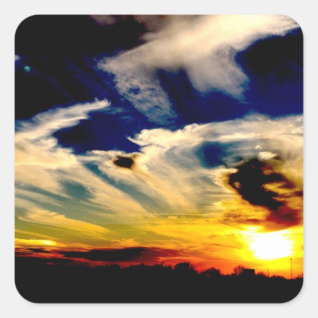 Pegatina Cuadrada Atardecer (Anverso)