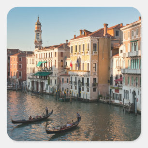 Pegatina Cuadrada Atardecer en el Gran Canal de Venecia Italia