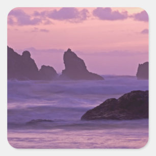 Pegatina Cuadrada Atardecer en las pistas de Bandon Beach.