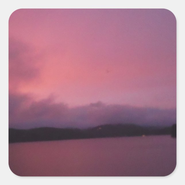 Pegatina Cuadrada Atardecer morado en el lago Arrowhead (Anverso)