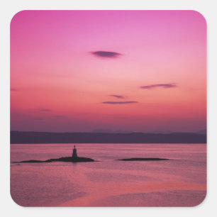 Pegatina Cuadrada Atardecer sobre la Isla de Skye, desde Mallaig,