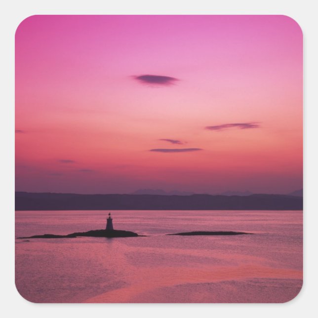 Pegatina Cuadrada Atardecer sobre la isla de Skye, desde Mallaig, (Anverso)