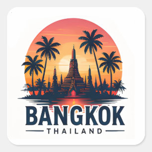 Pegatina Cuadrada Atardecer Tropical de Bangkok