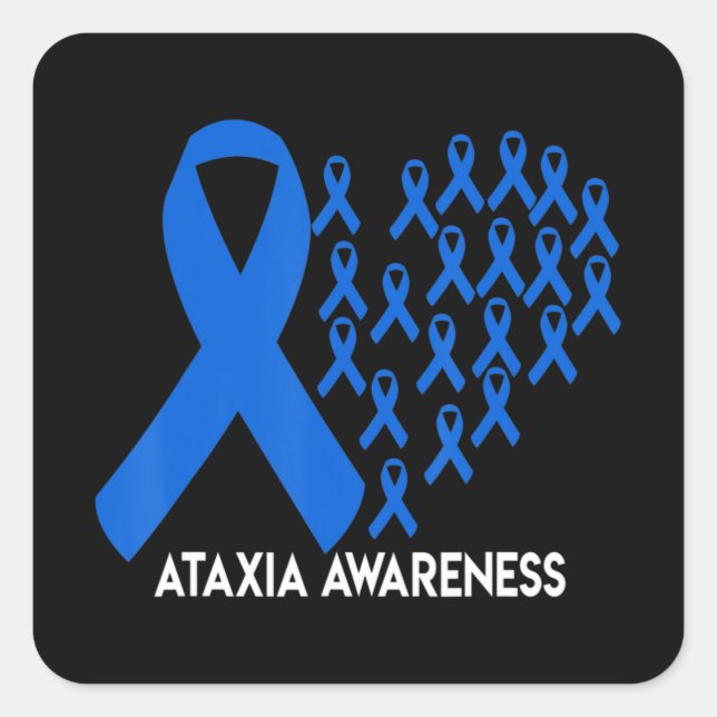 Pegatina Cuadrada Ataxia Awareness cinta azul Gift T-Shirt31 (Anverso)