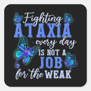Pegatina Cuadrada Ataxia Awareness Peace Love Hope We Wear Blue T-Sh