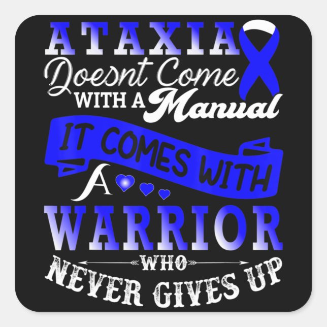 Pegatina Cuadrada Ataxia Awareness Warrior Family Support T-Shirt34 (Anverso)