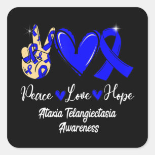 Pegatina Cuadrada Ataxia Telangiectasia Conciencia Paz Amor Esperanz
