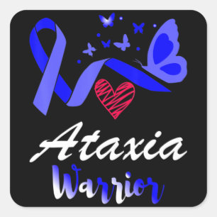 Pegatina Cuadrada Ataxia Warrior Mariposa Apoyo a la Concienciación 