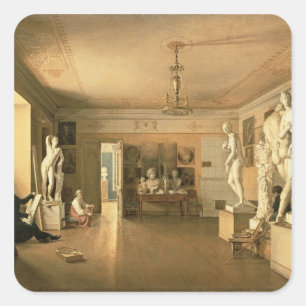 Pegatina Cuadrada Atelier del artista Alexey Venetsianov 1827