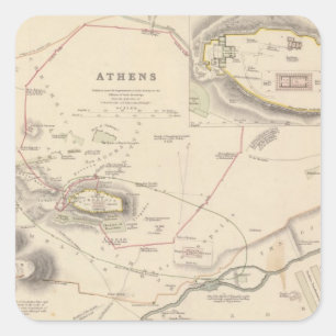Pegatina Cuadrada Atenas, acrópolis