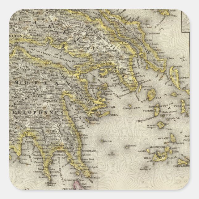 Pegatina Cuadrada Atenas, Grecia (Anverso)