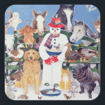 Pegatina Cuadrada Atención<br><div class="desc">Cuidado (aceite sobre lienzo) Scott Pat / Colección privada / Imágenes de los soldados de la granja Animales Animales salvajes Animales de la granja meteorológica Mamíferos Animales salvajes</div>