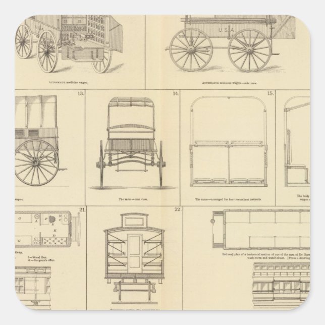 Pegatina Cuadrada Atención de enfermos y heridos (Anverso)
