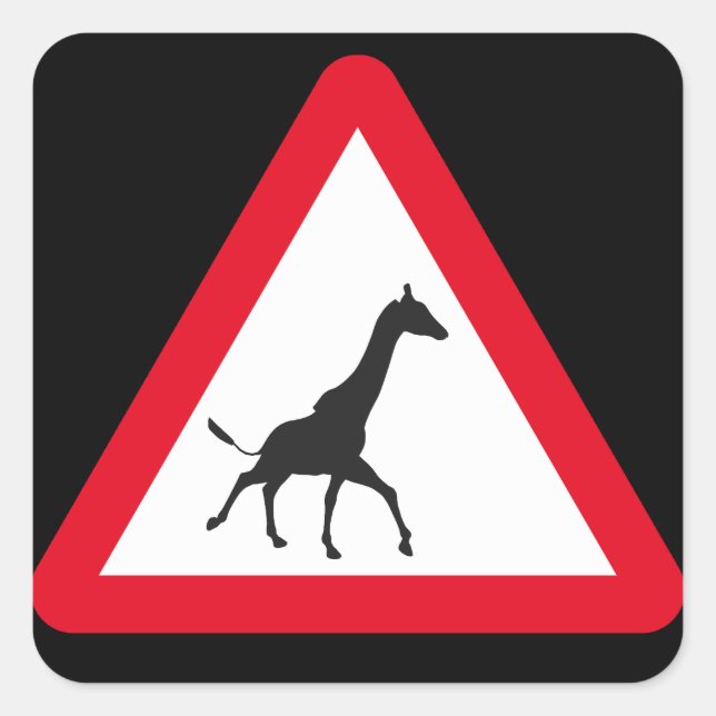 Pegatina Cuadrada Atención: Giraffe Crossing! (Anverso)