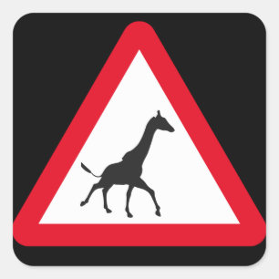Pegatina Cuadrada Atención: Giraffe Crossing!
