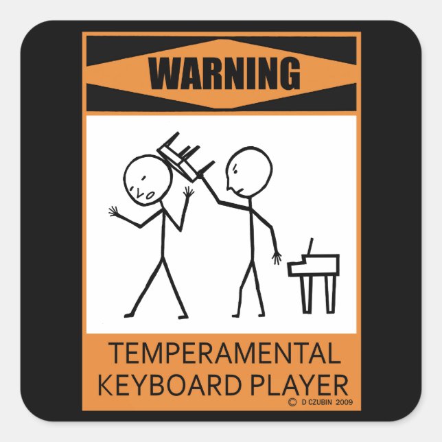 Pegatina Cuadrada ¡Atención! Reproductor de teclado térmico (Anverso)