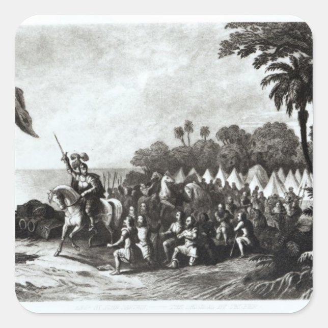 Pegatina Cuadrada Aterrizaje en la bahía de Tampa (Anverso)