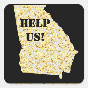 PEGATINA CUADRADA ATLANTA AYUDA NOSOTROS