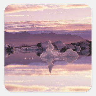 Pegatina Cuadrada Atlántico Norte, Islandia, Breioamerkurjokull