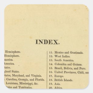 Pegatina Cuadrada Atlas americano de la escuela de Grigg