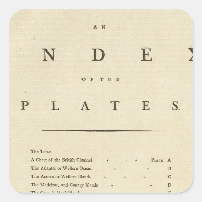 Pegatina Cuadrada Atlas de Index West India (Anverso)