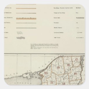 Pegatina Cuadrada Atlas del Estado de Nuevo York