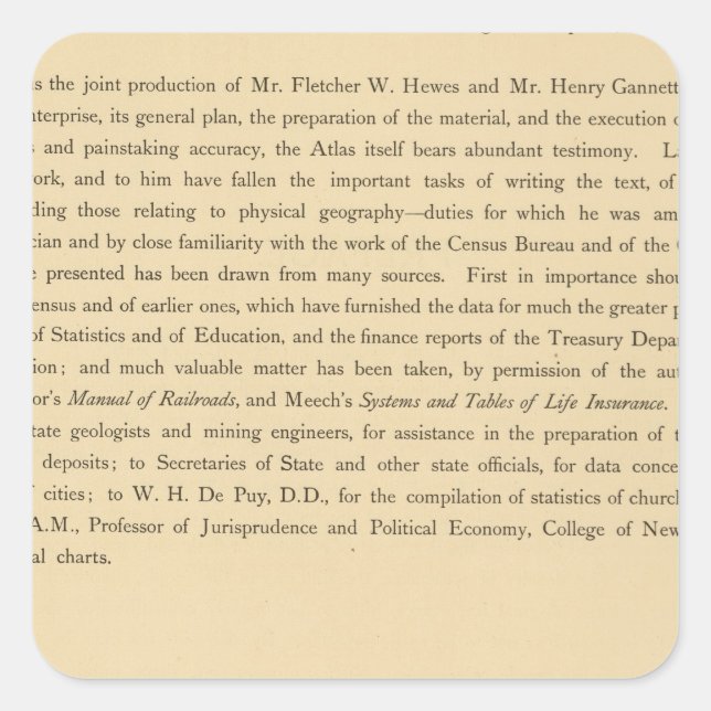Pegatina Cuadrada Atlas estadísticas de Scribner (Anverso)