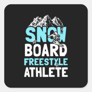 Pegatina Cuadrada Atleta estilo libre Snowboard