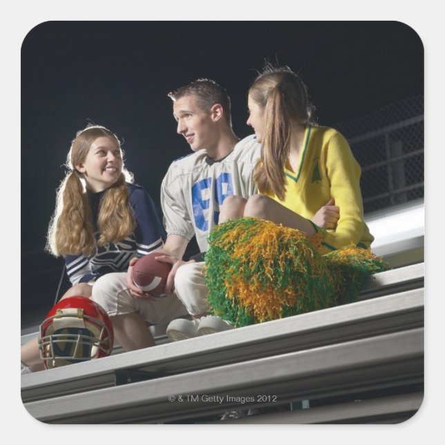 Pegatina Cuadrada Atletas con baquetas (Anverso)