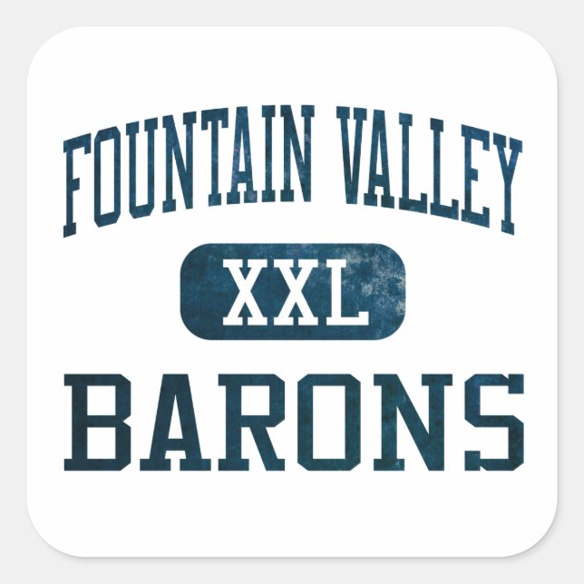 Pegatina Cuadrada Atletismo de Fountain Valley Barons (Anverso)