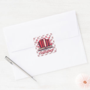 Pegatina Cuadrada Atmósfera Romántica de Lectura Regalo Acogedor de 