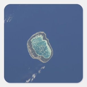 Pegatina Cuadrada Atolón de Mataiva, archipiélago de Tuamotu