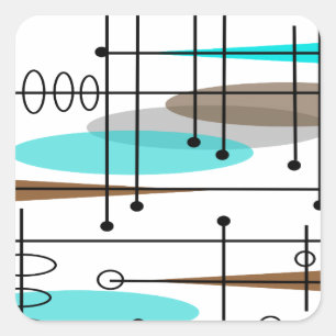 Pegatina Cuadrada Atomic Era Mid-Century Modern Abstract