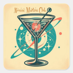 Pegatina Cuadrada Atomic Martini Club Space Age